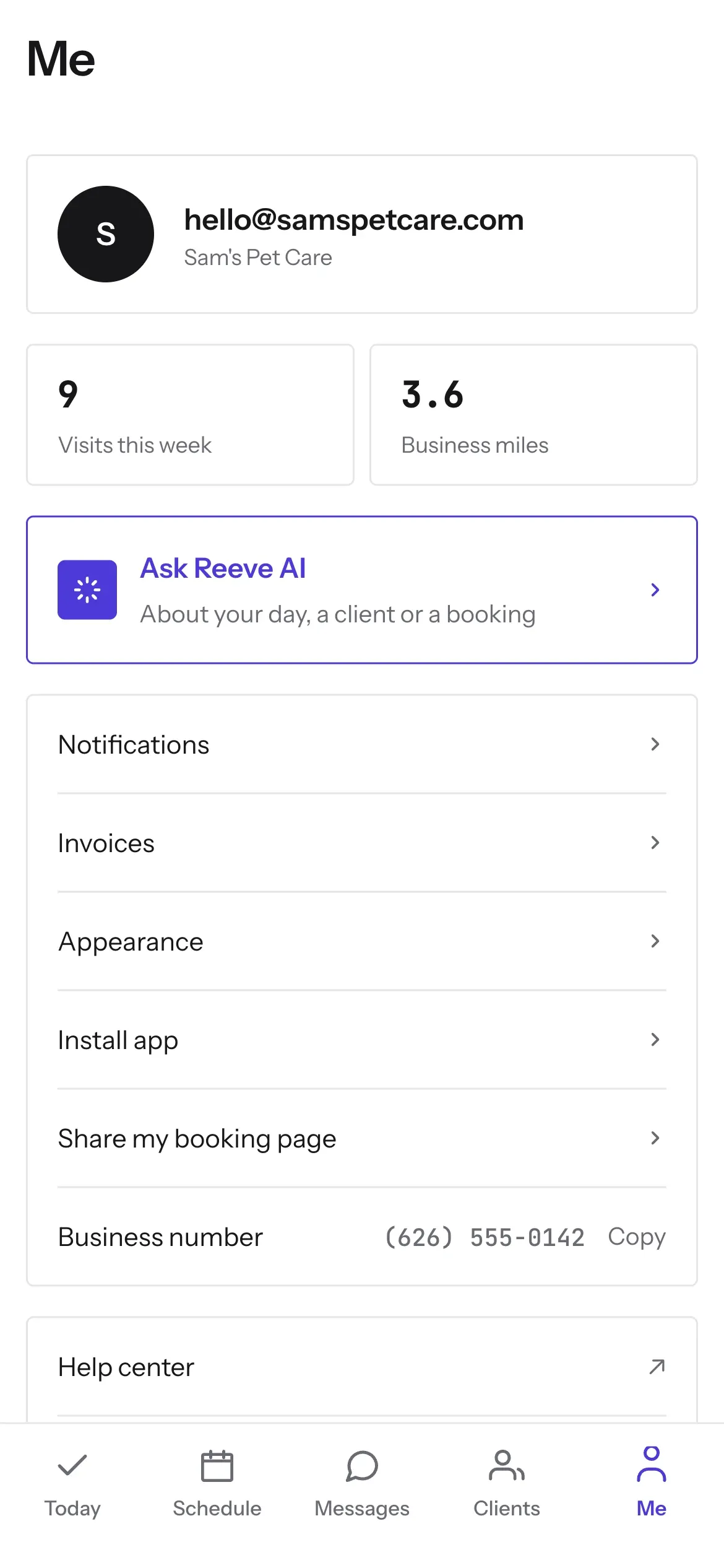 The Me tab on a phone, with Install app in the list and the tabs along the bottom